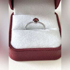 White Gold Petite Garnet Ring | Size 7